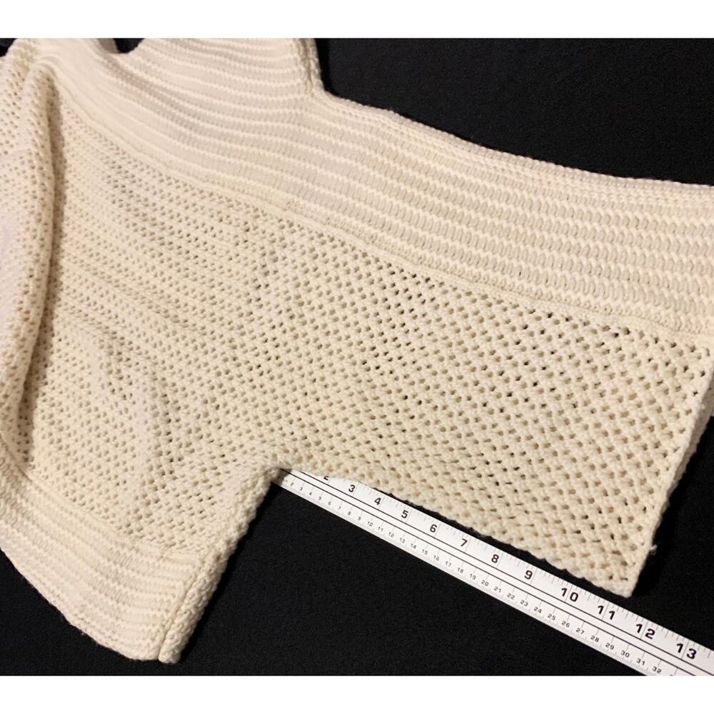 Black Label by Chico’s Womens L/XL  Ivory Open Weave Boxy Knit Top Dolman Sleeve - Picture 8 of 12